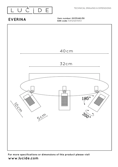 Lucide EVERINA - Flush ceiling light - Ø 40 cm - LED Dim. - CCT - 2200K/6500K - Black | Essential - technical